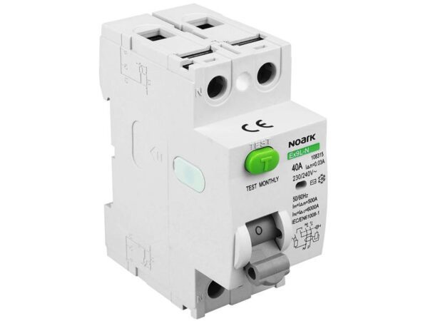 Disjoncteur différentiel PS 2P, 40 A, monophasé, 30 mA, CA, UE, NOARK.