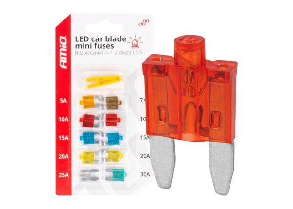 Jeu de fusibles automobiles avec mini diode, 10 pièces.