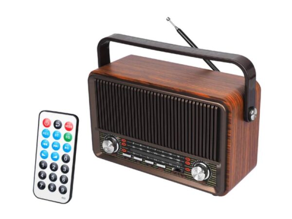 Radio portable PS Raba rétro Bluetooth, FM, USB, SD, AUX avec télécommande, marron