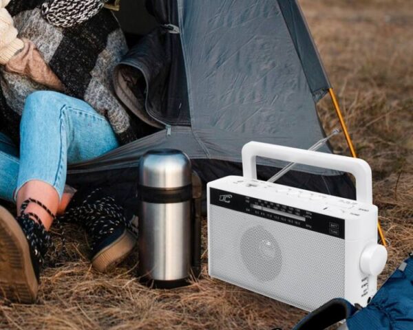 Radio portable LTC SONA avec Bluetooth, USB et carte TF, blanche.