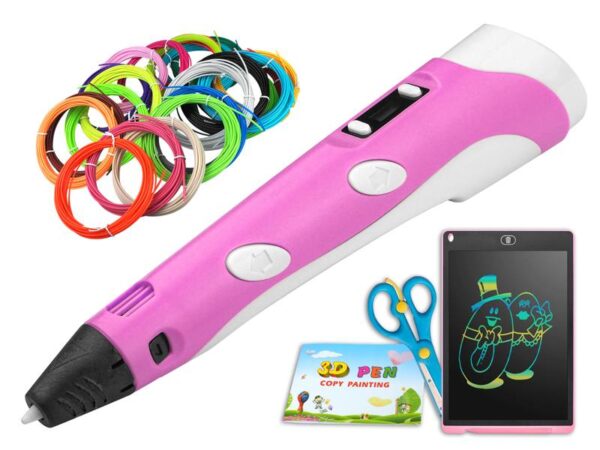 Stylo 3D Magic, imprimante 3D rose, recharge 110M, livre de coloriage avec motifs + tablette graphique