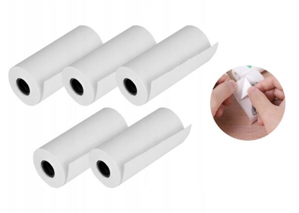 Rouleaux d'impression thermique, blancs, auto-adhésifs, lot de 5