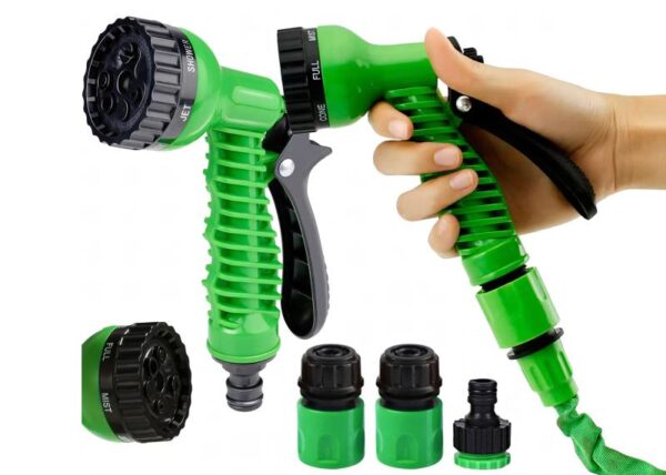 Pistolet d'arrosage réglable, 7 modes, 3 raccords rapides