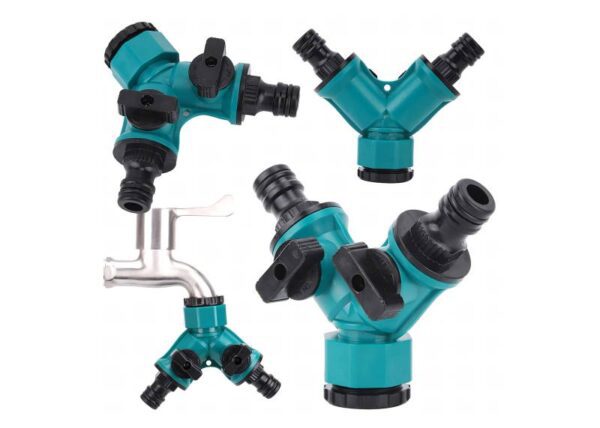Raccord en T, distributeur de robinetterie, 2 voies 1/2" 3/4" avec vannes