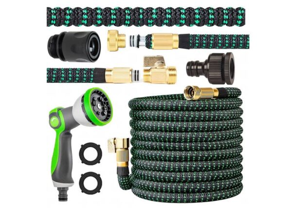Tuyau d'arrosage extensible de 5 à 15 m, raccords 1/2" et 3/4", pistolet PREMIUM