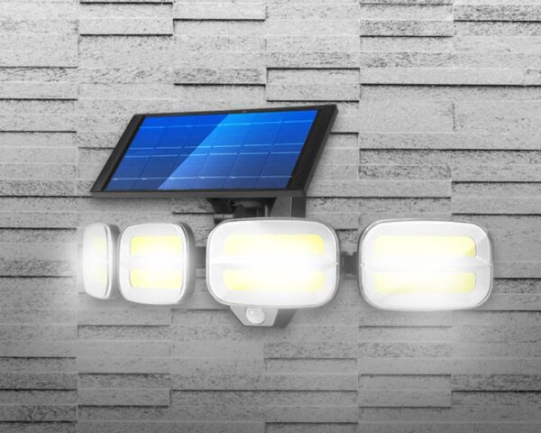 Lampe murale solaire réglable LTC, 8 LED COB 800 lm, détecteur de mouvement, P65, batterie 4800 mAh + télécommande
