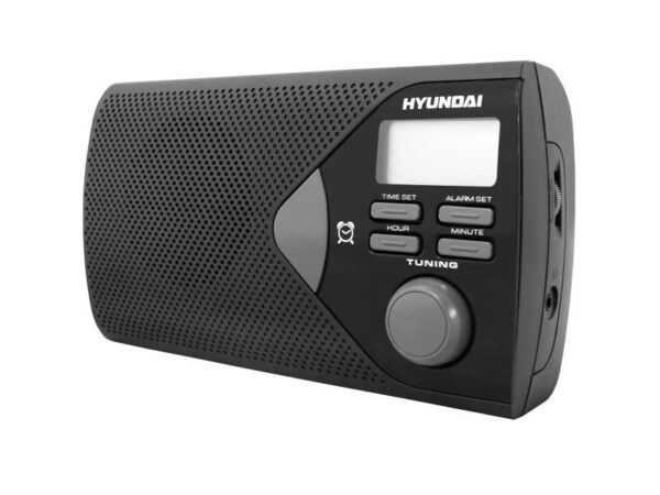 Radio portable HYUNDAI PR200B avec écran LCD, horloge, alarme et entrée AUX, noir.