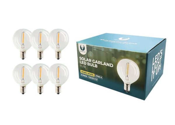 Ampoules LED transparentes pour guirlandes solaires, lot de 6, culot E12 G40, 0,5 W, 3 V, 30 lm