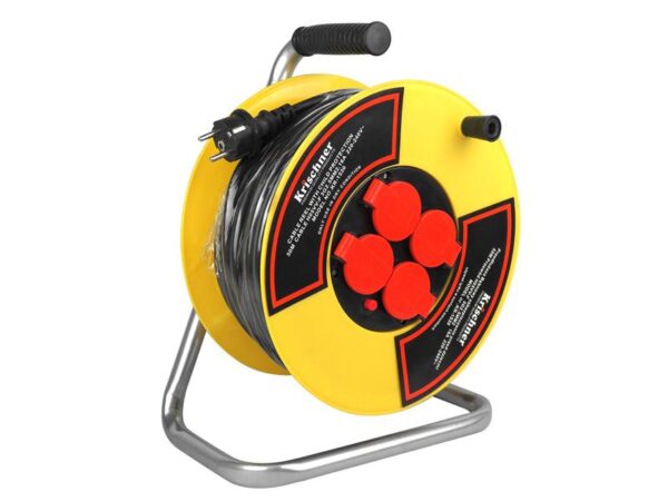 Enrouleur de rallonge PS Krischner 4x2p+Z, 16A3x2,5 mm 50 m avec clapet Schuko