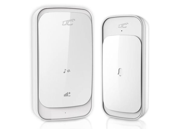 Sonnette sans fil, blanche, écran tactile, 433 MHz, portée 200 m, 38 mélodies, 5 niveaux de volume