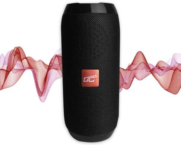 Enceinte Bluetooth portable noire tubulaire LTC 10W 68,8 x 160 mm