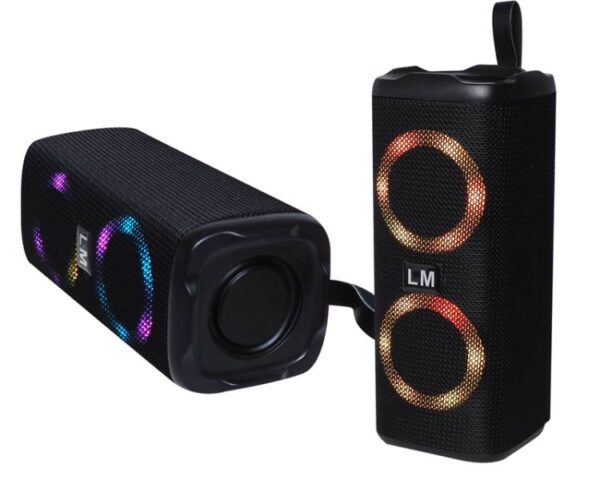 Mini enceinte Bluetooth LM-882 avec rétroéclairage RGB, batterie, USB et lecteur de carte SD, noire