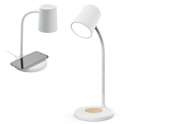 Lampe de bureau LED 55 lm avec haut-parleur Bluetooth 3 W, 2700-6500 K, chargement par induction, USB-C,