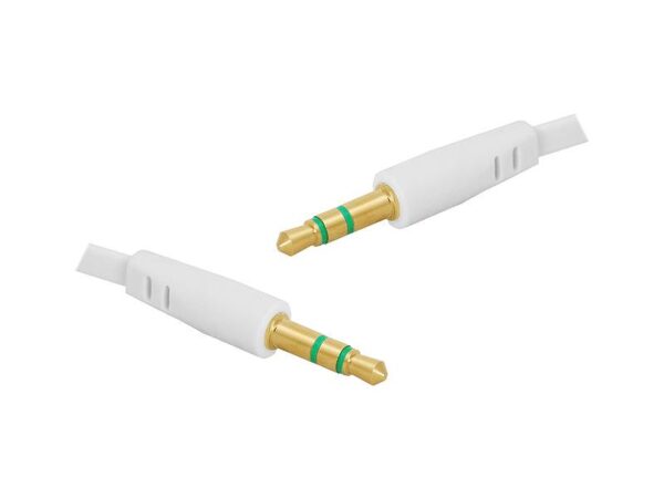 Câble plat blanc de 1,5 m, jack 3,5 mm - jack 3,5 mm.