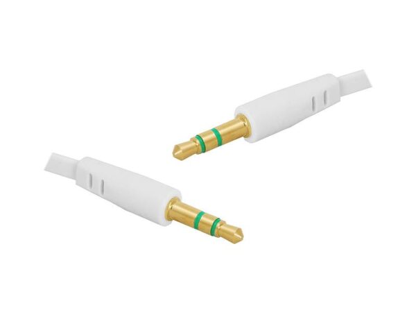 Câble plat blanc de 1 m, jack 3,5 mm - jack 3,5 mm.