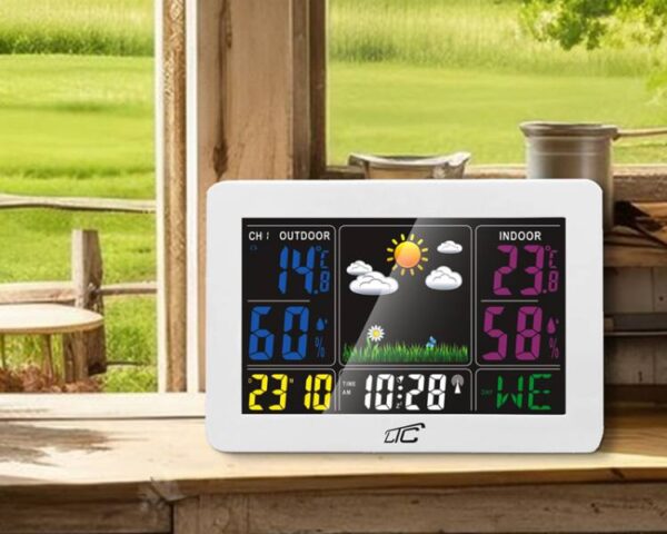 Station météo LTC avec affichage couleur STP07, BLANC.