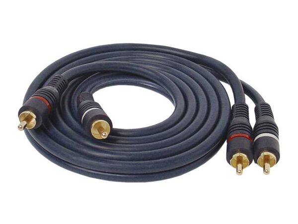 Câble PS 2x2 RCA fiches plaquées or 1,5 m HQ.