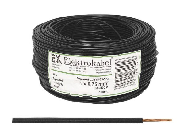 Câble LgY/H05V-K 1x1, noir, 100m.