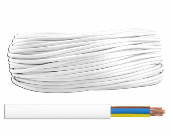 Câble OMY 3x1.00, 300/300V, rond, blanc, 100m.