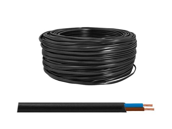 Câble OMYp 2x0,50 300/300V noir plat 100m.