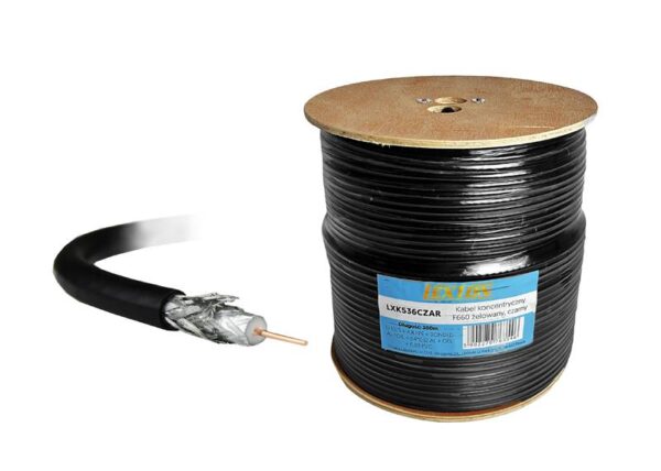 Câble coaxial F660 + gel 1.1CCS+64x0.12ALU 300 m, noir.