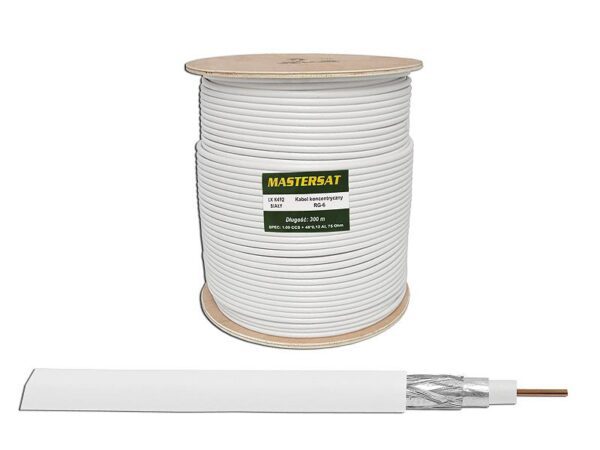 Câble coaxial RG6 CCS, rouleau de 300 m, MASTERSAT.
