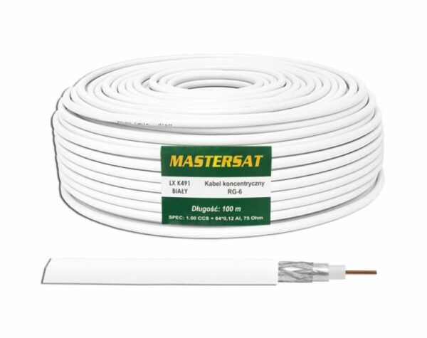 Câble coaxial PS RG6 CCS + 64x0,12Al, 100m, MASTERSAT.
