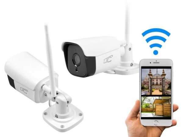 Caméra tubulaire blanche extérieure IP LTC, WiFi, 2.0MP IP66 MicroSD-128GB.