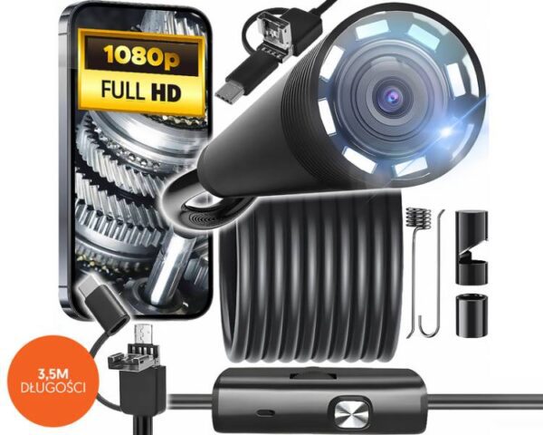 Caméra endoscopique, objectif 3,5 m, 8/7/5,5 mm, USB/C/Micro