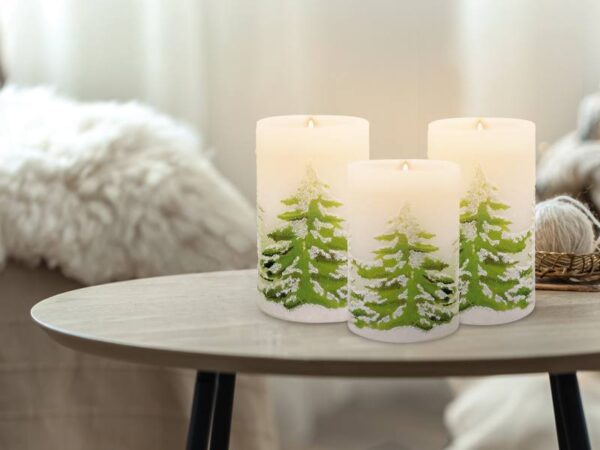 Bougies de Noël décoratives à LED PS, lot de 3