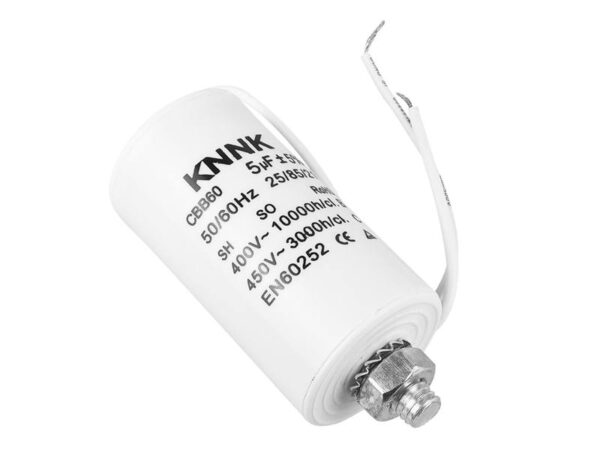 Condensateur moteur 5uF / 450 VCA avec fil.