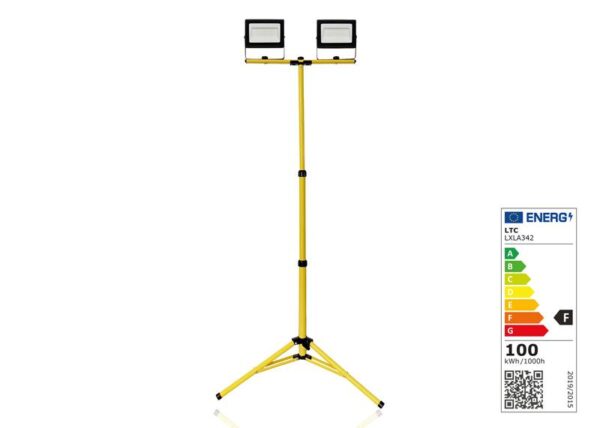 Projecteur LED avec trépied 2 x 50 W 4000 K 220-240 V 2 x 4500 lm LTC
