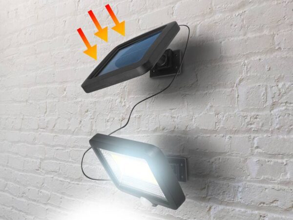 Lampe LTC COB 10W avec panneau solaire, détecteur de mouvement et de luminosité, batterie 1800 mAh