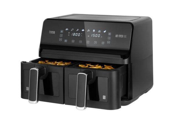 Friteuse à air PS TEESA 2700 W, 8 l, double chambre, panneau tactile, 7 programmes, aperçu de la cuisson