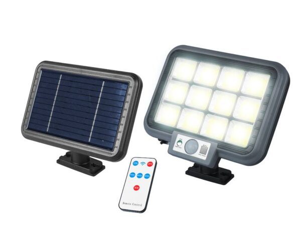 Lampe COB de grande taille, panneau solaire sur câble, détecteur de mouvement et de luminosité intégré, télécommande