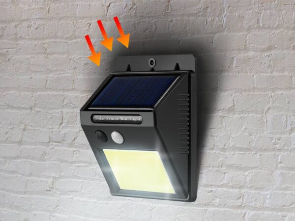 Lampe solaire LTC COB 5 W, 1000 lm, capteur de mouvement et de luminosité crépusculaire, batterie 1200 mAh.