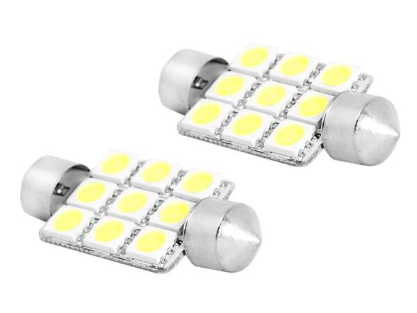 Ampoule LED 39 mm, 9 x 5050, 12 V, couleur de lumière blanc froid.