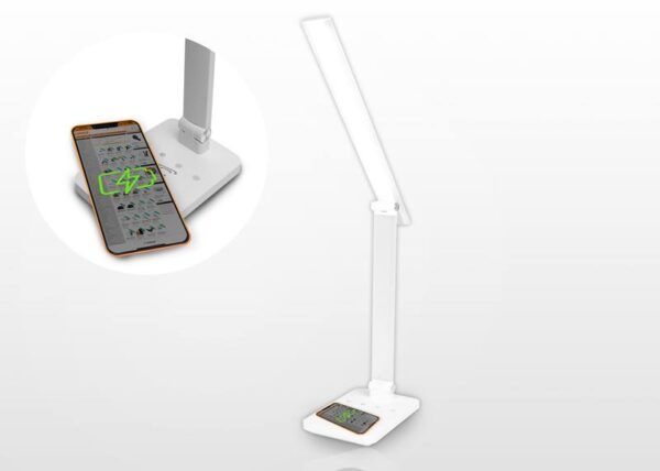 Lampe de bureau LED LTC 10 W, 3 modes d'éclairage (3000/4500/6000 K), chargement par induction, panneau tactile, réglable