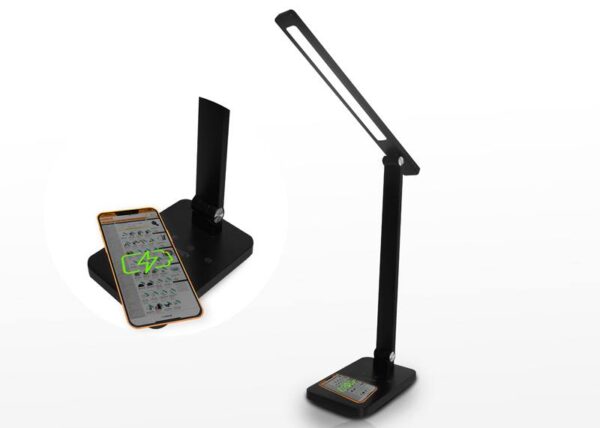 Lampe de bureau LED LTC 10 W, 3 modes d'éclairage (3000/4500/6000 K), chargement par induction, panneau tactile, réglable