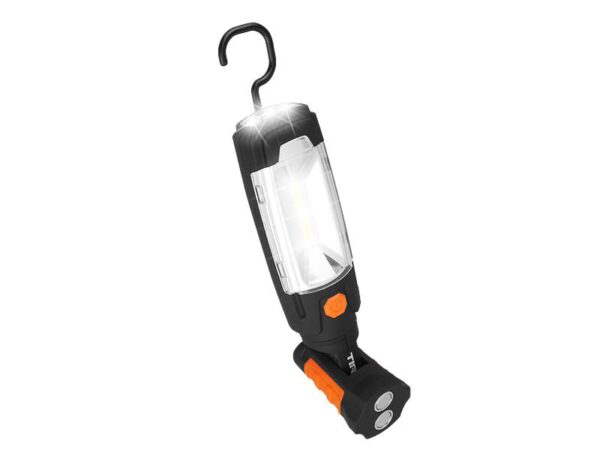 Lampe d'atelier professionnelle TS-1108 avec batterie, 3,7 V/2000 mAh, COB 3 W + 6 LED avec chargeur secteur et chargeur voiture.