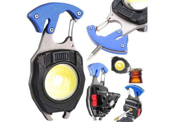 Lampe torche multifonction LED COB 740 lm, ouvre-bouteille, jeu de tournevis, sifflet, briquet, batterie 500 mAh