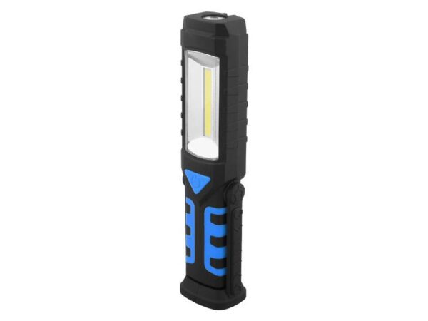 Lampe d'atelier LED COB PS avec batterie, chargeur 12 V et port USB 230 V