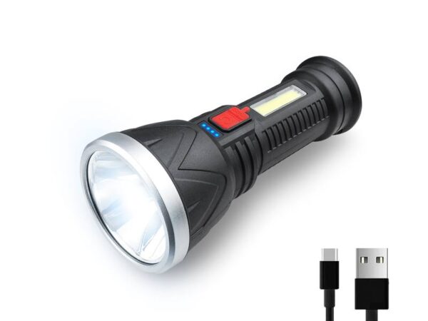 Lampe torche portable LTC 1 LED XPE+COB 3W 500lm, batterie 2400mAh, IP65, USB-C