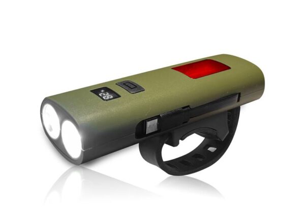 Éclairage vélo, lampe torche à 2 LED, fonction batterie externe 6400 mAh, indicateur de niveau de charge, USB-C