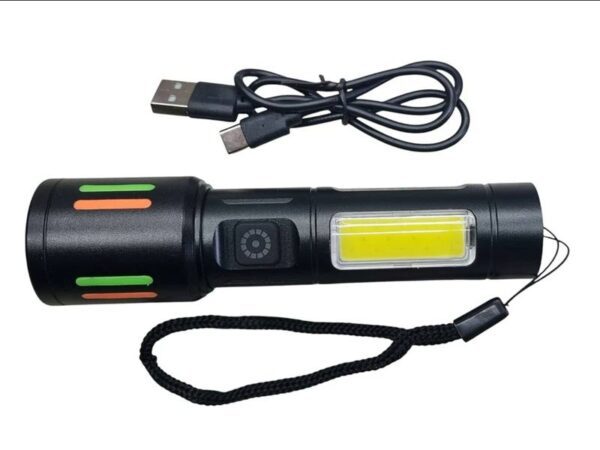Lampe torche portable 1 LED XPE+COB 4W 550lm, aluminium, batterie, IP65