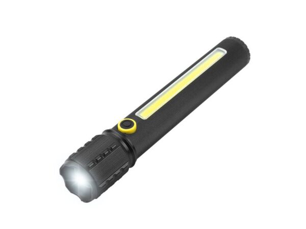 Lampe torche portable ZOOM 1 LED + COB avec batterie rechargeable et câble MicroUSB