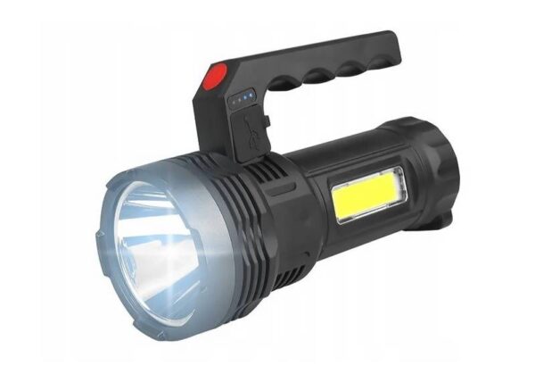 Lampe torche portable LTC 1 LED 10 W + COB avec panneau solaire, batterie 12 000 mAh