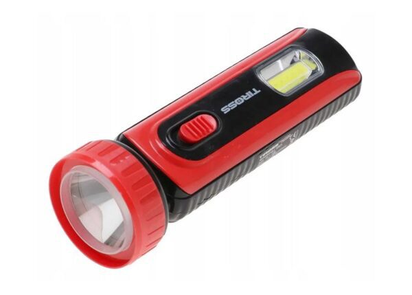 Lampe torche portable TS-2220 à 1 LED + COB avec panneau solaire, batterie 1200 mAh, rouge