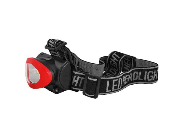 Lampe frontale LTC LL49, LED COB, IP67, étanche, noire et rouge.
