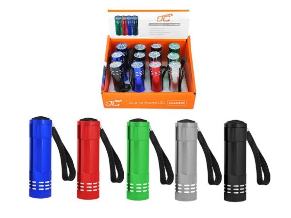 Lampe torche à main LTC LL36 9 LED, 12 pièces (couleurs assorties).